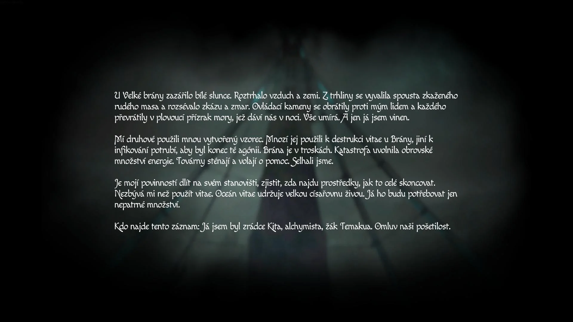 Ukázka českého překladu hry Amnesia Rebirth