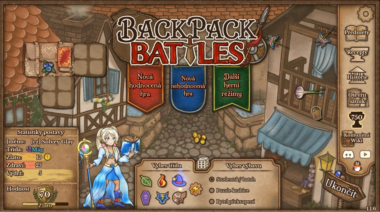 Ukázka českého překladu hry Backpack Battles